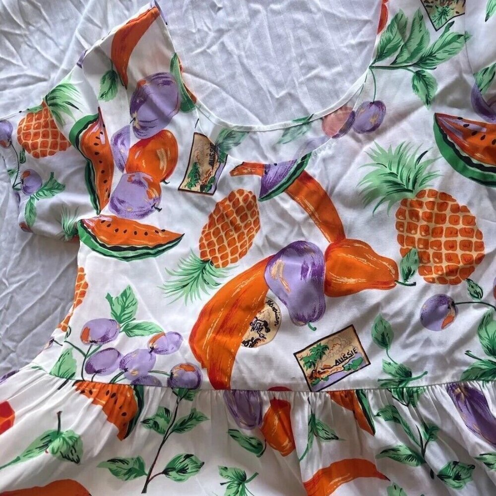 Vintage Kiama Women’s Maxi Ruffle Spring Hem 3/4 Puff Sleeve Sz L Made USA